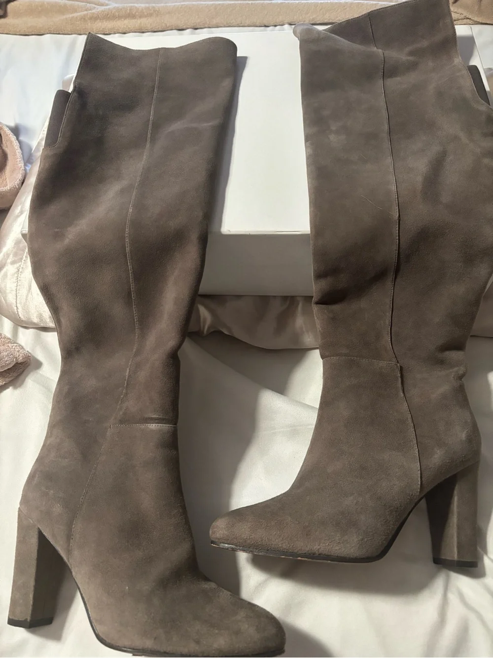 Halogen - Over-the-Knee Suede  - grey suede boot